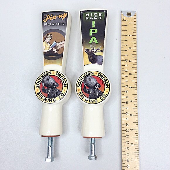 Lot of 2 Southern Oregon Brewing Tap Handle Pulls Pin Up Porter Nick Race IPA - Picture 2 of 15